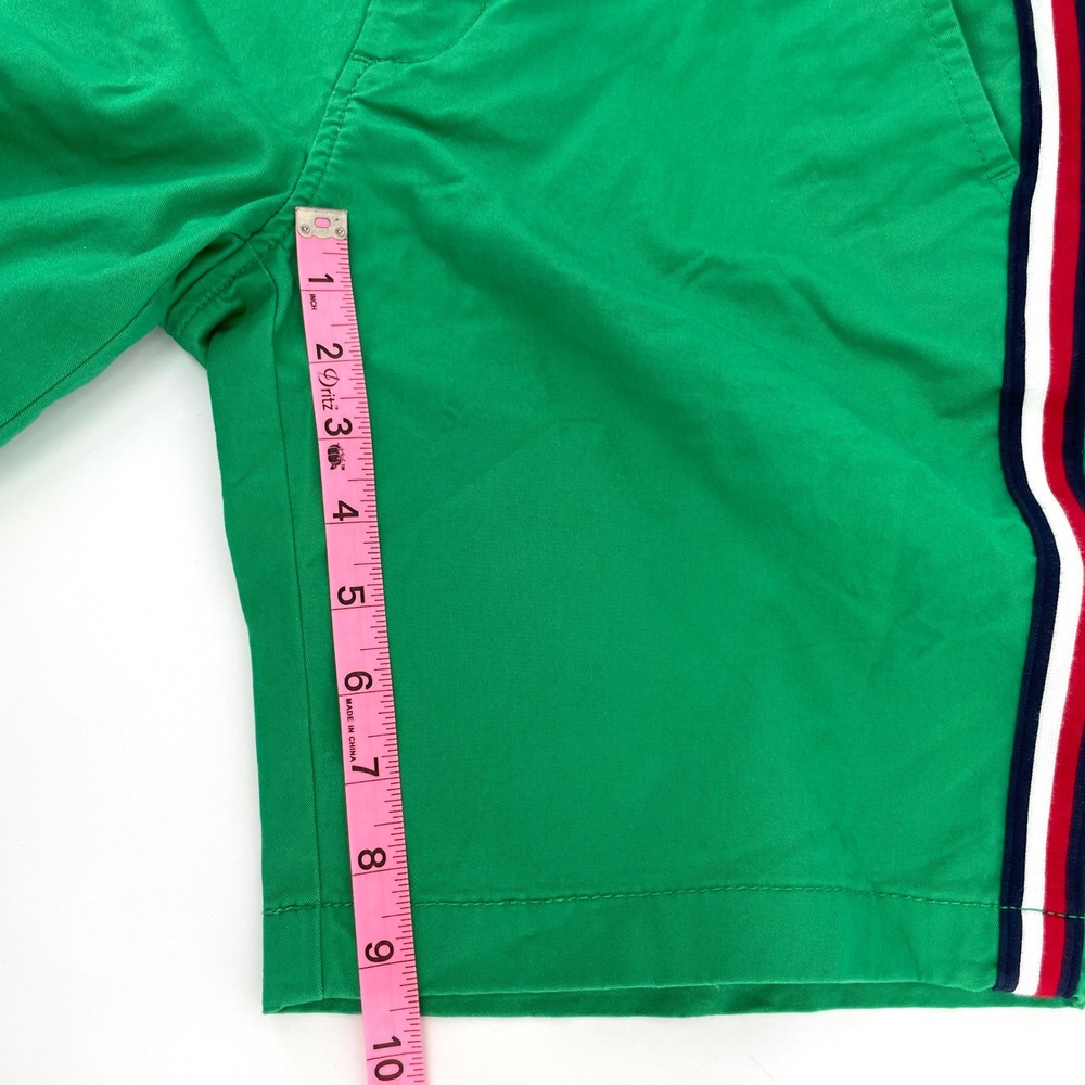 Tommy Hilfiger Mens Side Stripe Green Chino Shorts Size 29 Nautical Preppy - Picture 6 of 10